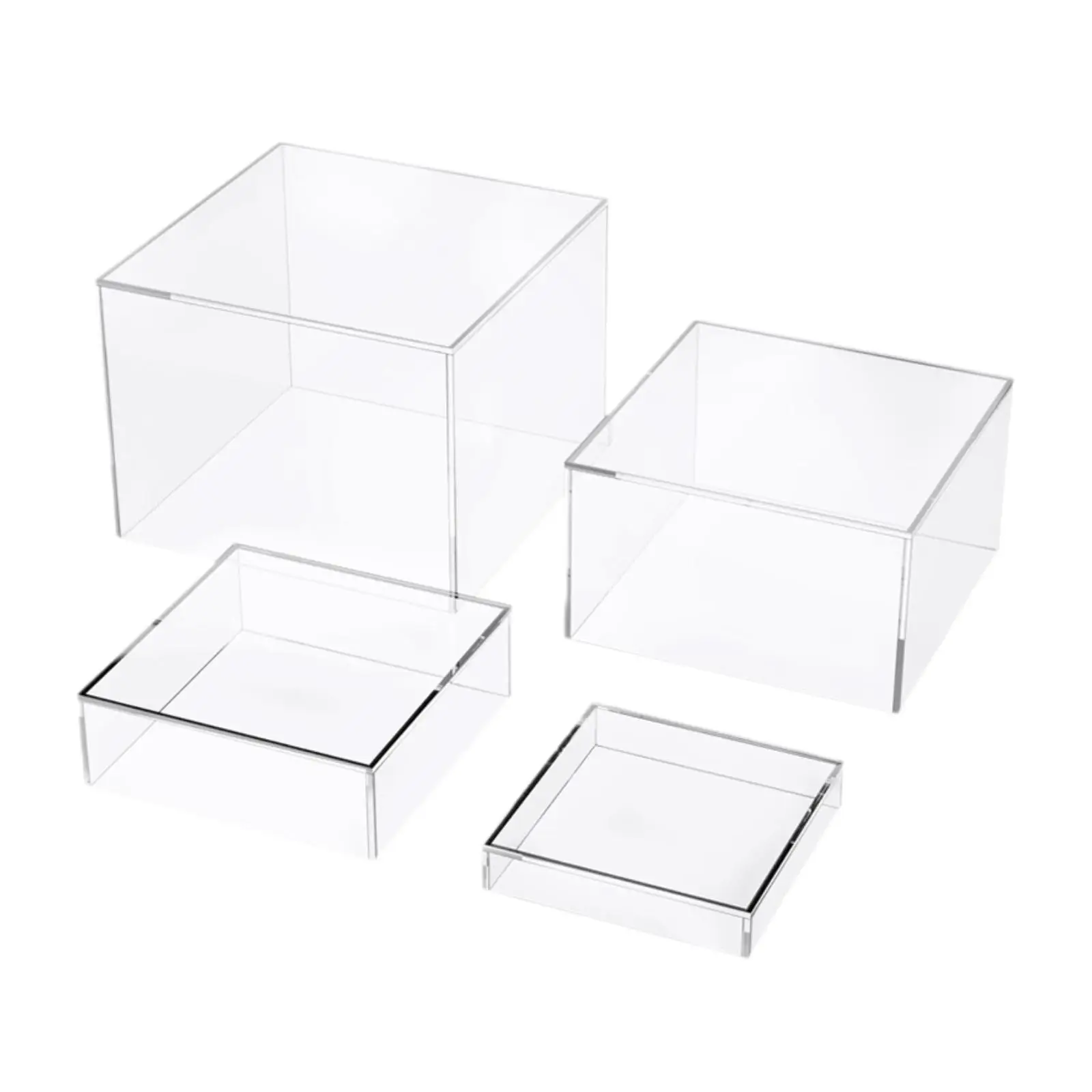 

4Pcs Acrylic Display Riser Box Food Riser Buffet Riser Nest Riser Stands for Food Collectibles Collection Jewelry Cosmetics