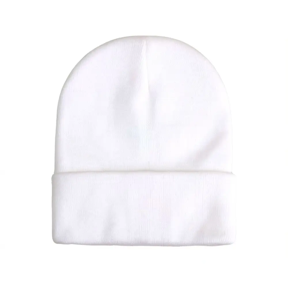Unisex Winter Knitted Beanie Hat Warm Soft Cotton Skull Cap Solid Color Stretchy Headwear For Outdoor Autumn Streetwear