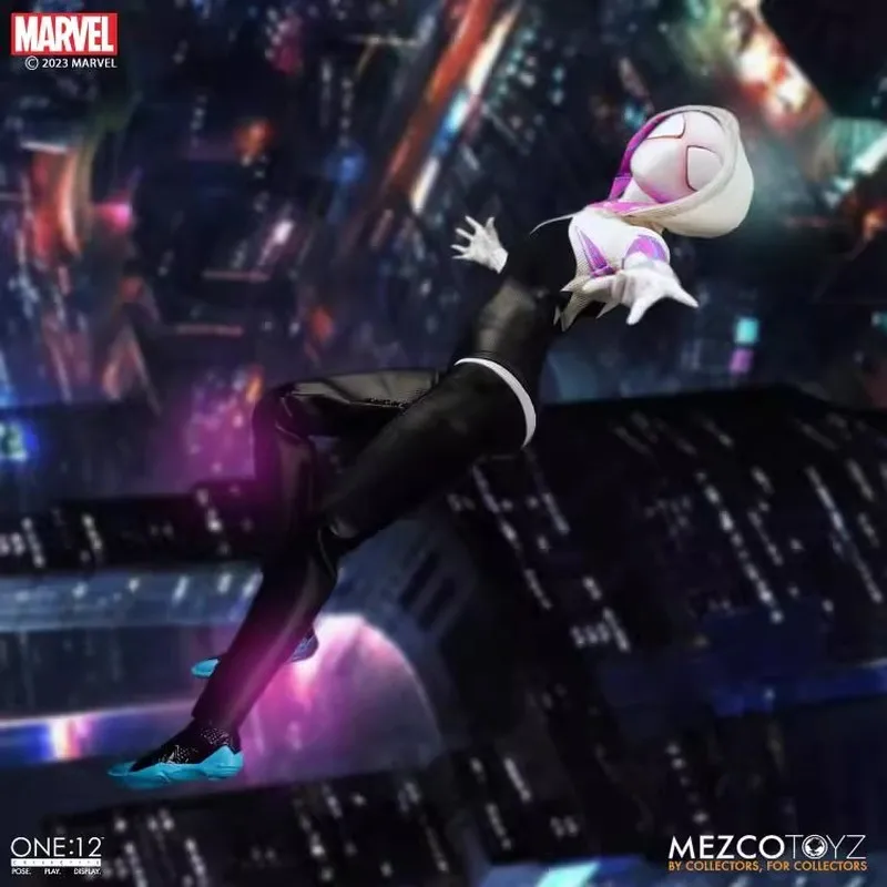 In Stock Mezco 1/12 Scale Earth Crossing Edition Movie Characters Ghost Spider Gwen Female Warrior Full Set 6lnch Actioe Figure