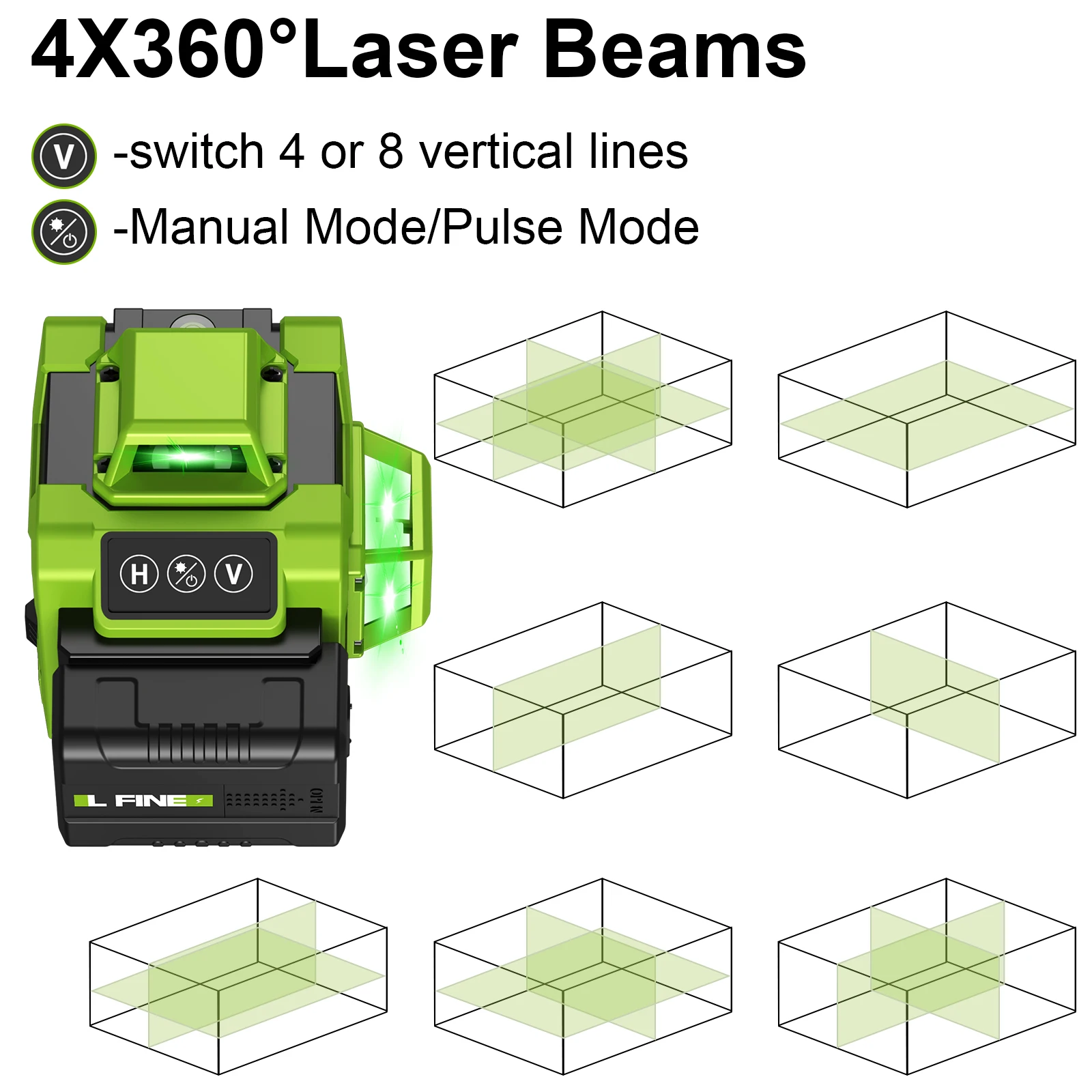 Lfine Laser Level 4D 16 Lines with 39.37 Inch (1M)Tripod Horizontal Vertical Green 360° Self-leveling Professional Nivel Laser