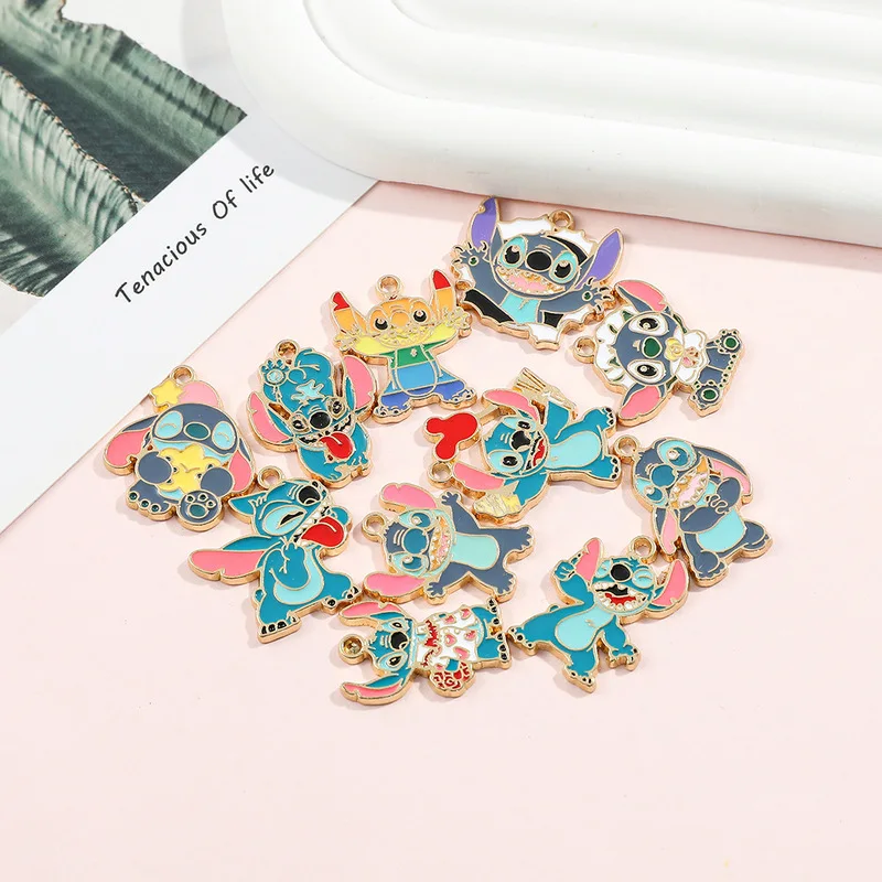 6 Kind Cartoon Stitch Diy Accessories Pendant Bracelet Keychain Diy Pendant Jewelry Children Handmade Gifts Boys Girls