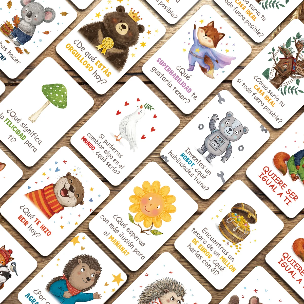 24pcs Spanish Interactive Questioning Cards,Self-Reflection&Emotional Intelligence Building Cards,Spanish Language Learning Card