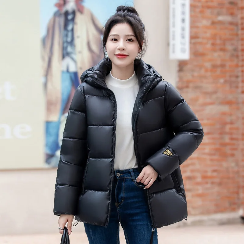 Chaqueta acolchada de algodón para Mujer, Parkas cortas a prueba de viento, forro térmico con capucha y abrigo grueso, invierno, 2023