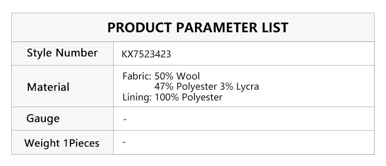 KX7523423 Damenhose mit weitem Bein aus Wollmischgewebe, lässige Hose mit elastischem Bund und Taschen – Detail 1