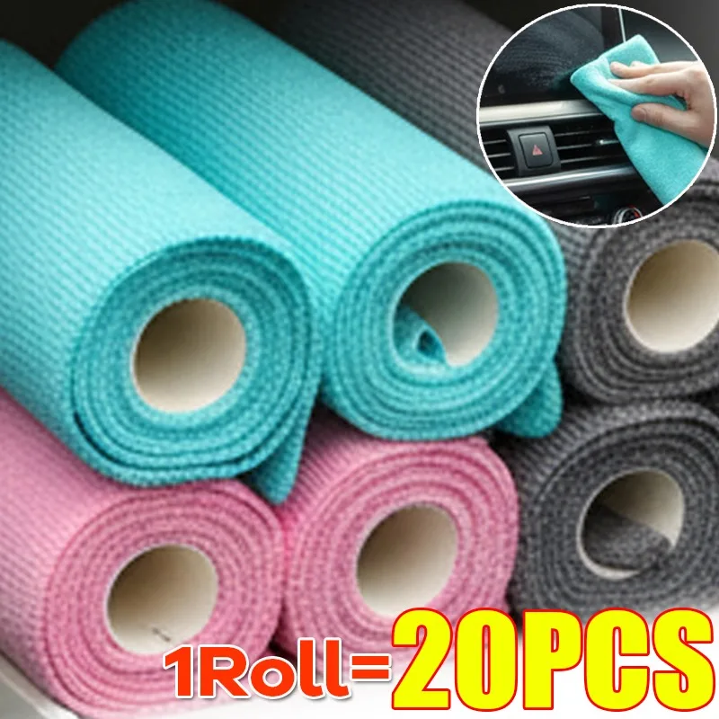 

1 рулон автомобильных салфеток из микрофибры, многоразовые чистящие салфетки, инструмент для чистки окон и сидений, автомобильное полотенце для чистки рук из микрофибры 20x20 см