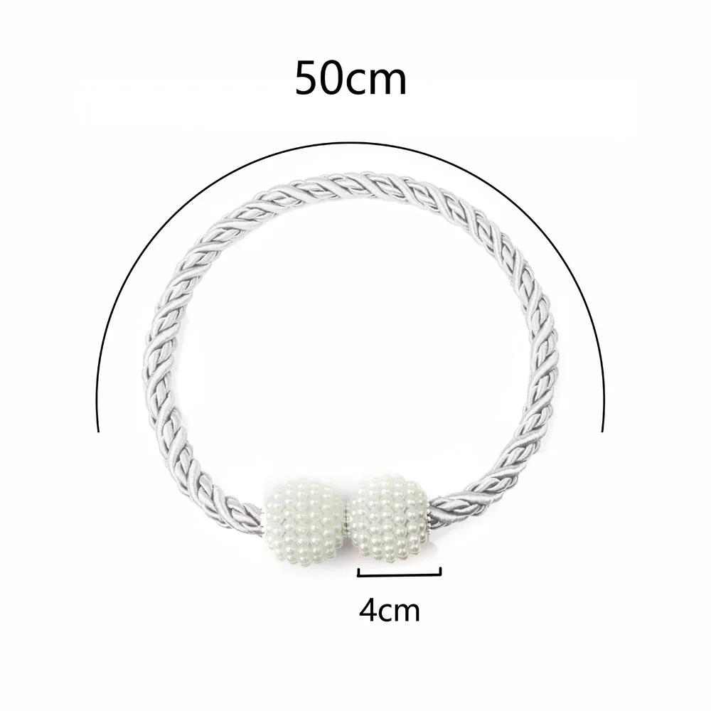 1Pc Magnetic Clamps Curtain Tieback Holdbacks Strap Pearl Hanging Ball Tie Backs Braided Rope Holder Clip Curtains Accessoires