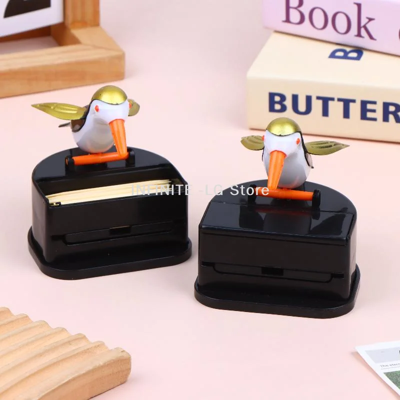 Cartoon Hummingbird Toothpick Container Automatic ABS Toothpick Dispenser Holder Box Home Decoration Kitchen Accessories