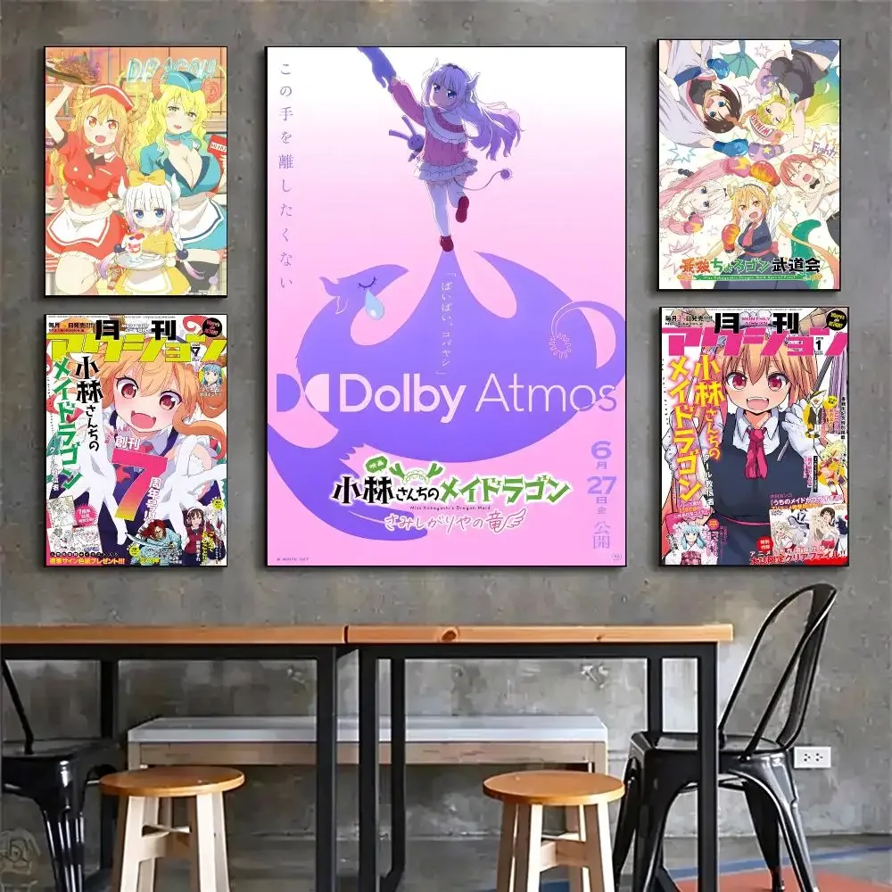 anime Miss Kobayashi's Dragon Maid Poster HD Printing Vintage Luxe Home Decor Wall Art for the Living Rooms Entryways Gift