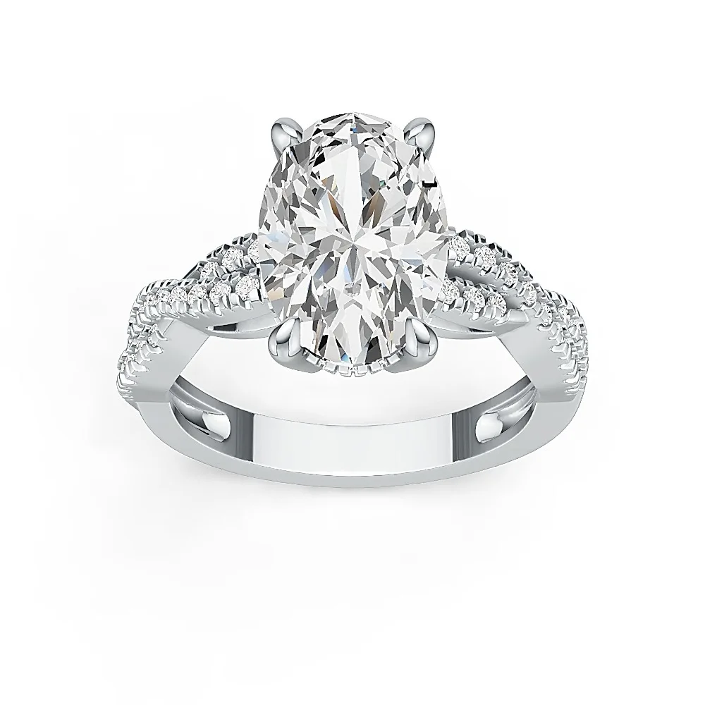 Sparkling 8x12mm Moissanite Womens Rings - 925 Sterling Silver Ring & Bridal Wedding Engagement Jewelry Gift - Passes Tester