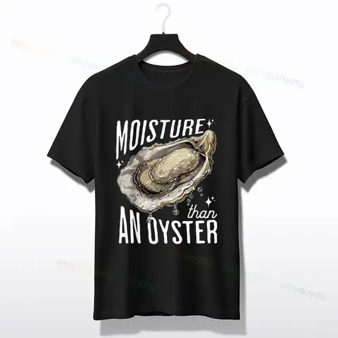 Moister Than An Oyster 남성용 재미 있은 그래픽 티셔츠 블랙 캐주얼 반소매 라운드 넥 탑 유머 애호가를위한 완벽한 선물 Best5