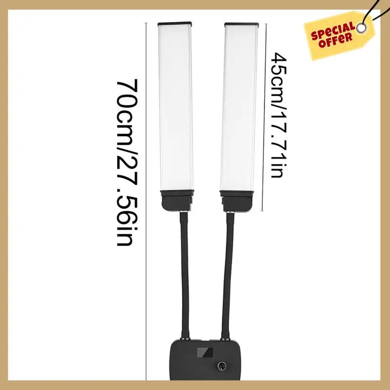 Stable Performance-Double Arms LED Fill Dimmable Beauty LED Video Lights 2700K-5600K 2 Light Modes 45W Photography Live Streamin