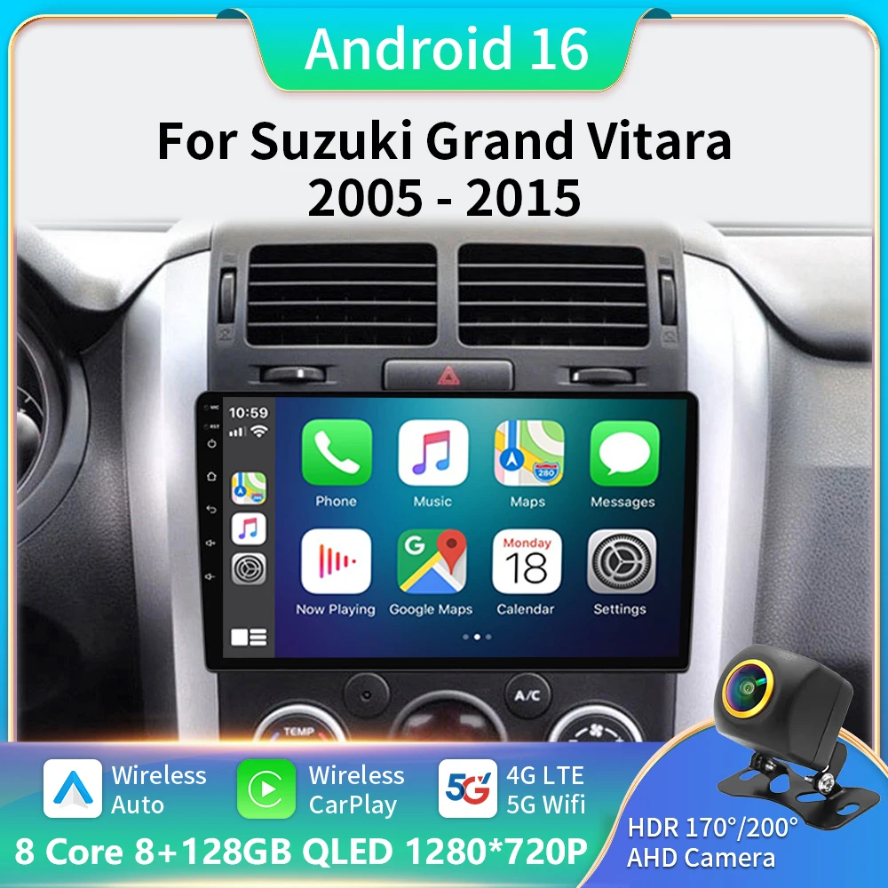 

For Suzuki Grand Vitara 3 2005-2015 Android 16 Car Radio Multimedia Player Navigation 2Din Stereo DVD Carplay Head Unit Audio 9"