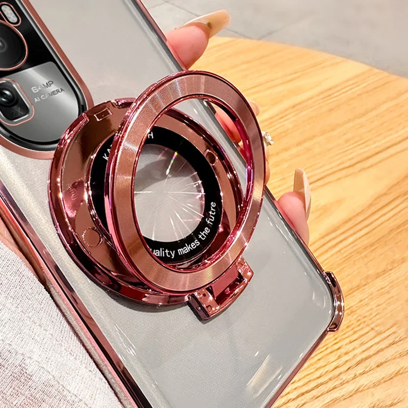 Capa de suporte magnético magsafe transparente à prova de choque transparente para oppo reno 10 11 12 pro capa