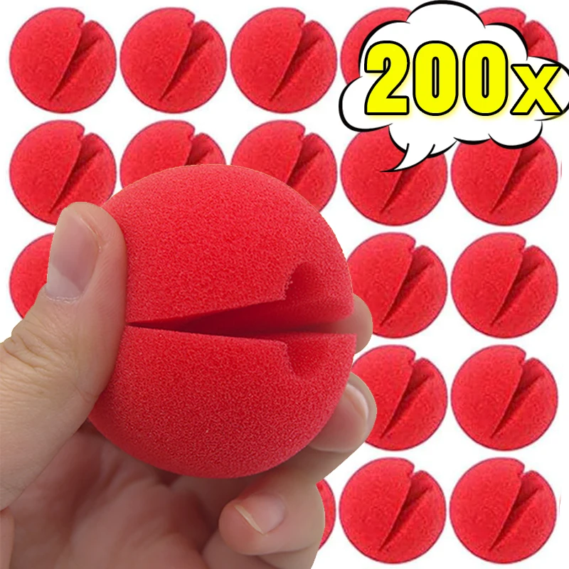 

200-1PCS Red Sponge Balls Foam Clown Nose For Circus Funny Stage Props Halloween Party Cosplay Costume Make Up Event Supplies