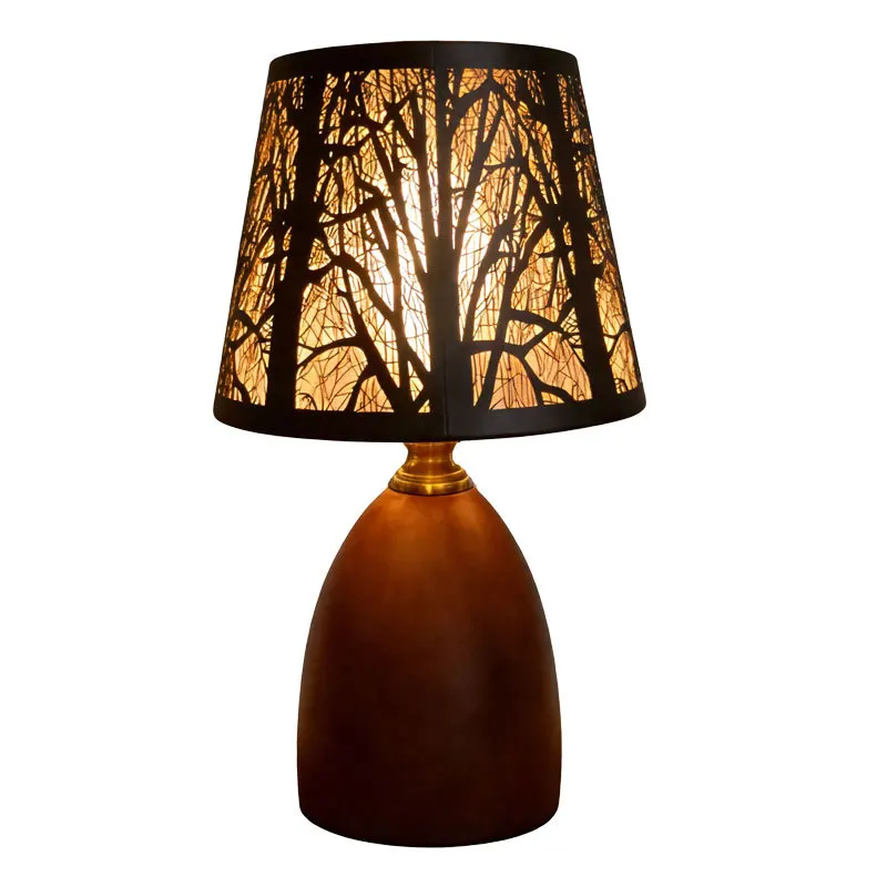 2026 cross-border new forest creative bed table lamp, bullet-shaped solid wood bedroom decorative ornament night light
