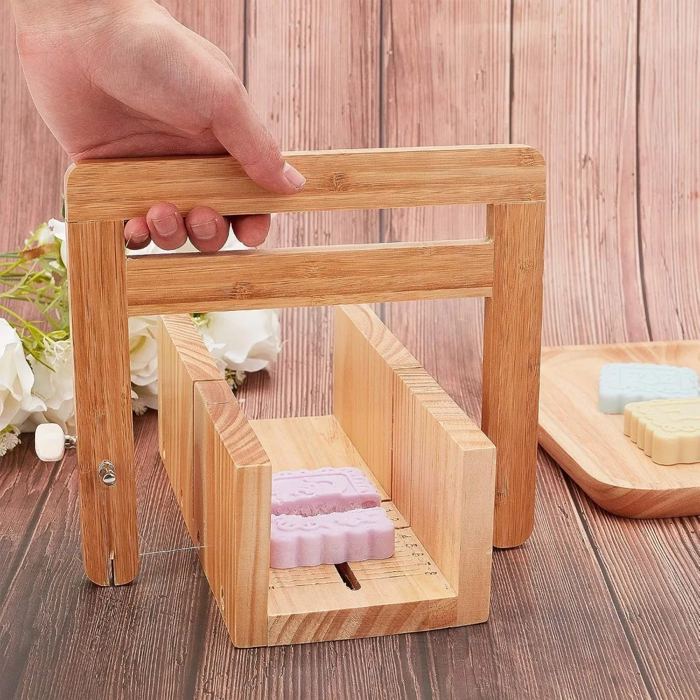 Проволочный бамбуковый резак для мыла, регулируемый антипригарный резак для мыла, режущий инструмент, резак для буханки, проволока с 2 шт. проволокой для мыльной свечи