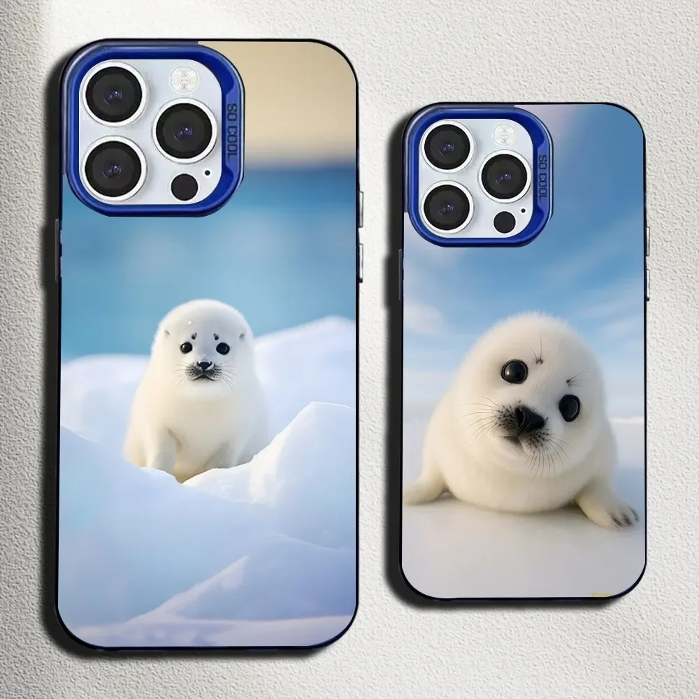 

Seal Animal Cute Phone Case For iPhone 16,15,14,13,12,11,Mini,Pro,SE,MAX Blue Matte Silicone Cover