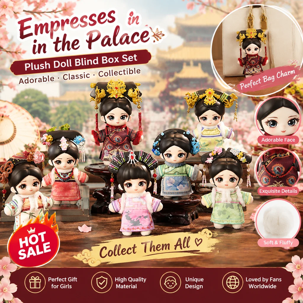 Empresses In The Palace Cute Sugar‑Glue Plush Doll Blind Box Qing Traditional Costume Collectible Figure Surprise Decoration Toy