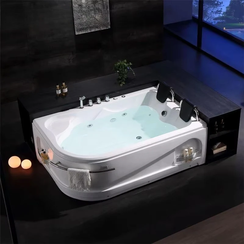 

1.8m Large Double-Use Indoor Constant Temperature Heating Stainless Steel Modern Bath Tub Integrated Shelf Surging Massage Villa
