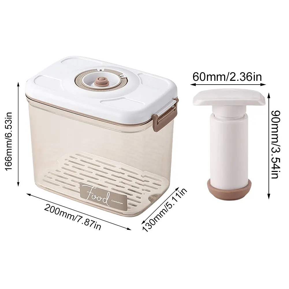 Food Vacuum Storage Box with Vacuum Pump Fresh Container with Removable Drain Plate Airtight for Fruit Vegetables Bread Snacks