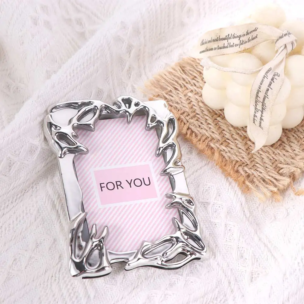 Electroplate Photocard Holder Special-shaped Card Sleeve Photo Card Frame Metallic Style Silver Idol Photo Display Stand