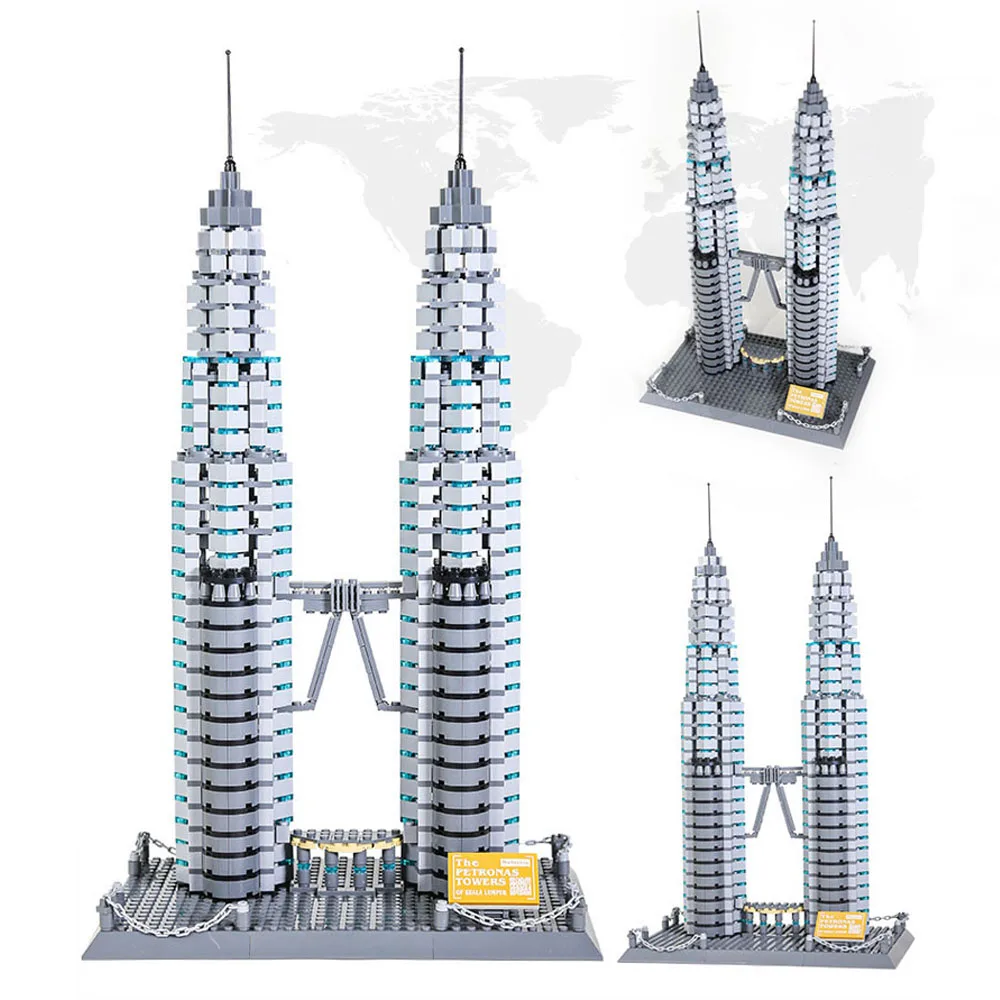 

Creative Malaysia Modern Architecture Building Block Petronas Twin Towers Bricks Construction Model Toys Collection For Gifts
