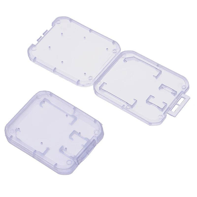 Transparente Memory Card Storage Box, caixa de plástico transparente, vara, SD, TF Card Storage Box, suporte de proteção, 10pcs