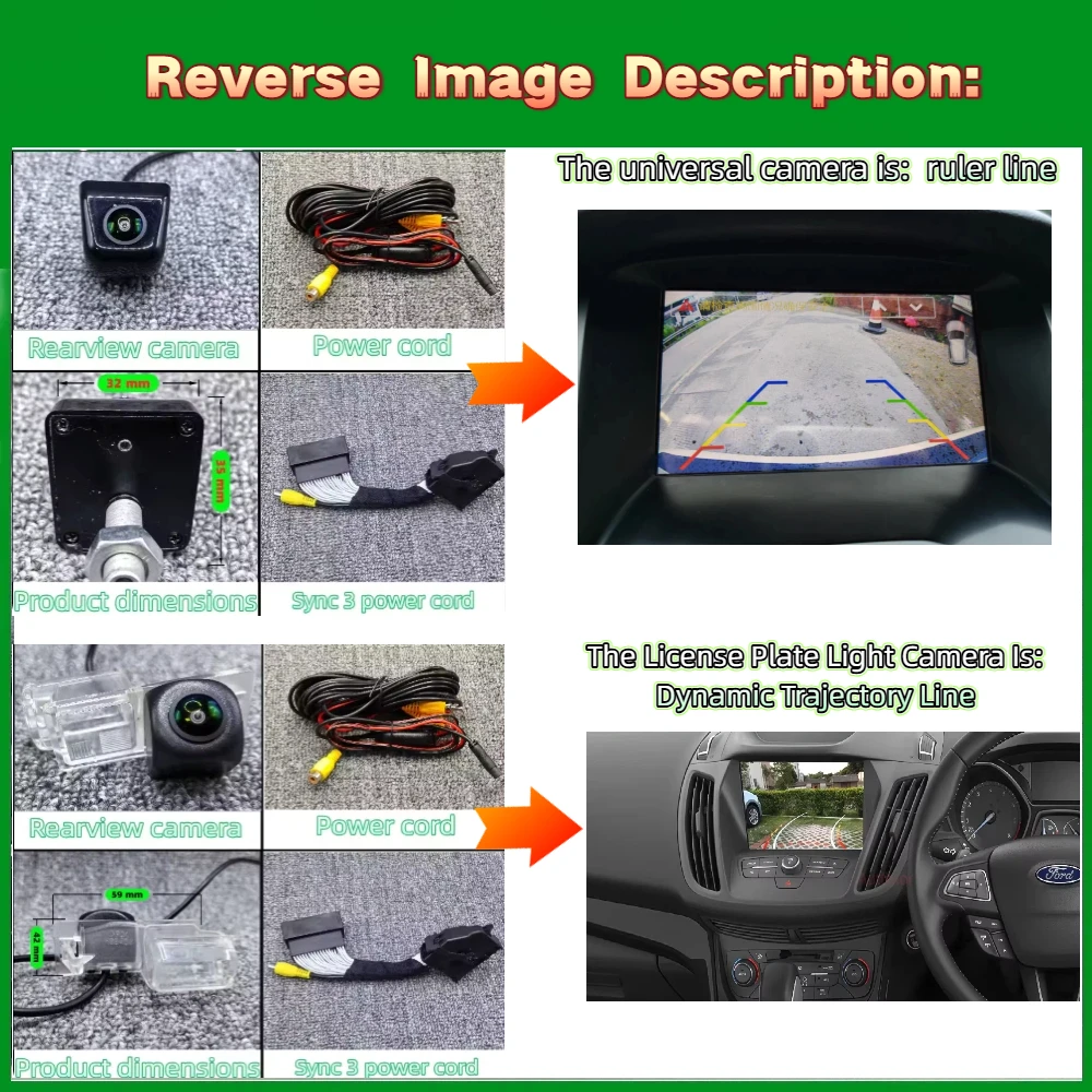 For Ford Escape Kuga C520 2013 ~ 2019 OEM Screen Add Reversing Camera HD Backup Camera Rear View Camera Fish Eye Lens