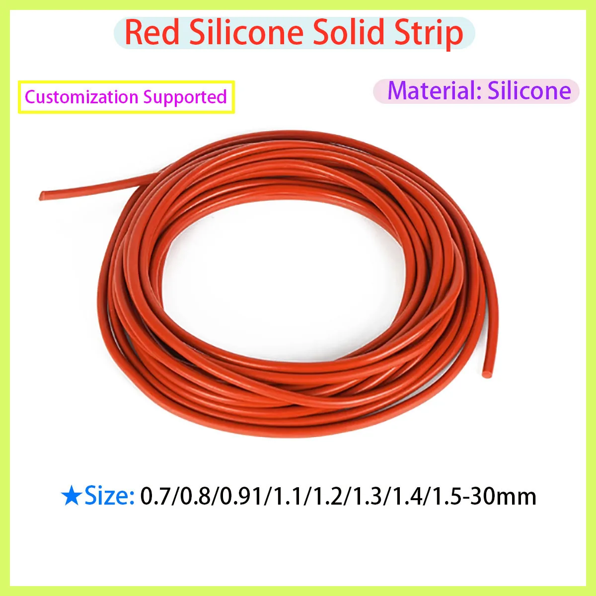 

Red Solid Circular Silicone Sealing Strip with High Temperature Resistance Diameter of 0.7/0.8/0.91/1.1/1.2/1.3/1.4/1.5-30mm