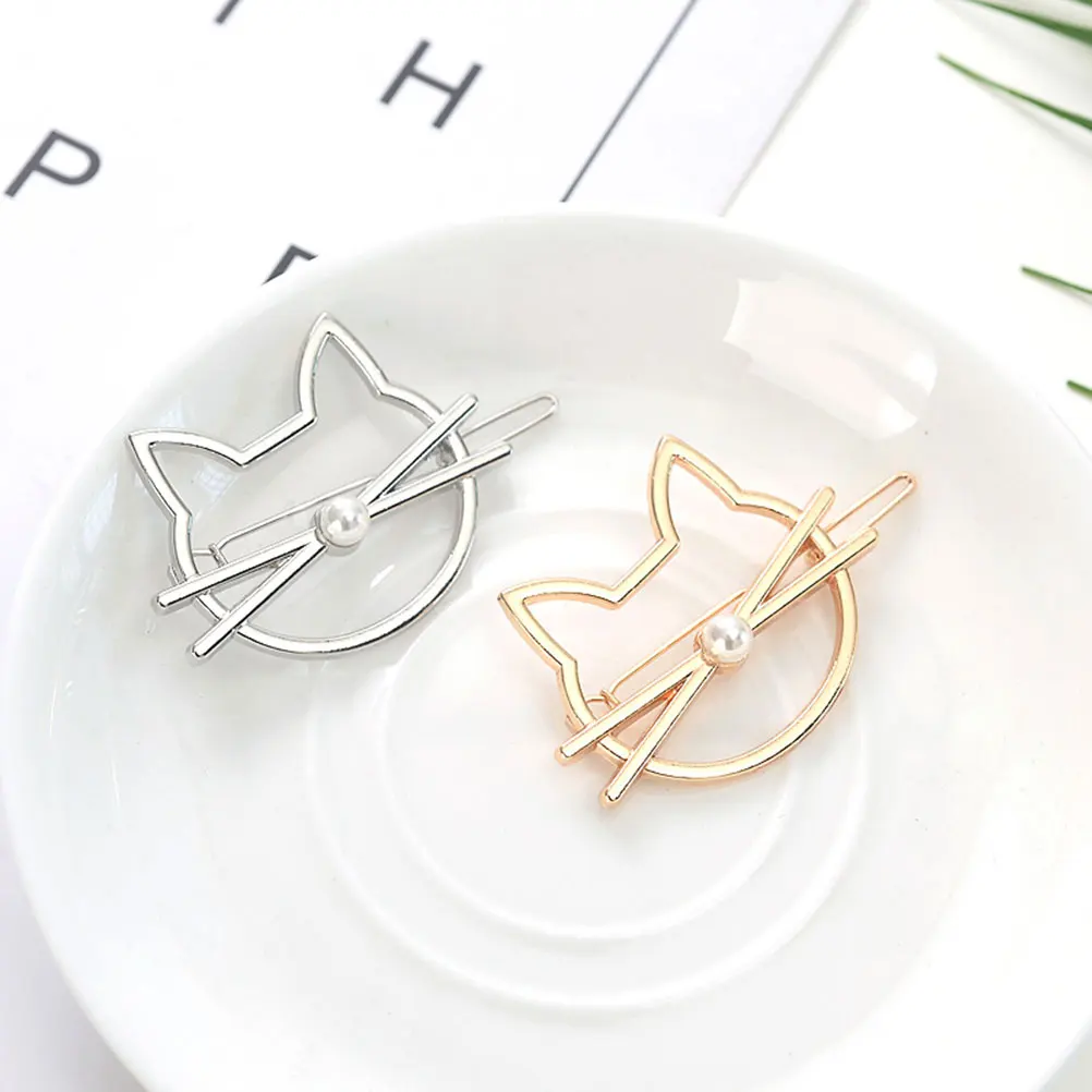 

4Pcs Cat Hair Clips Golden Women Barrettes Cute Animal Pins for Girls Stylish Hair Accessories Durable Wedding Party Use