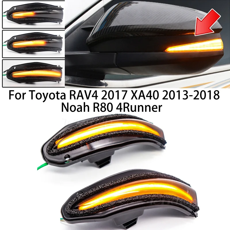 

For Toyota RAV4 2017 XA40 2013-2018 Noah R80 4Runner LED Dynamic Car Turn Signal Light Side Mirror Indicator Blinker Lamp Yellow