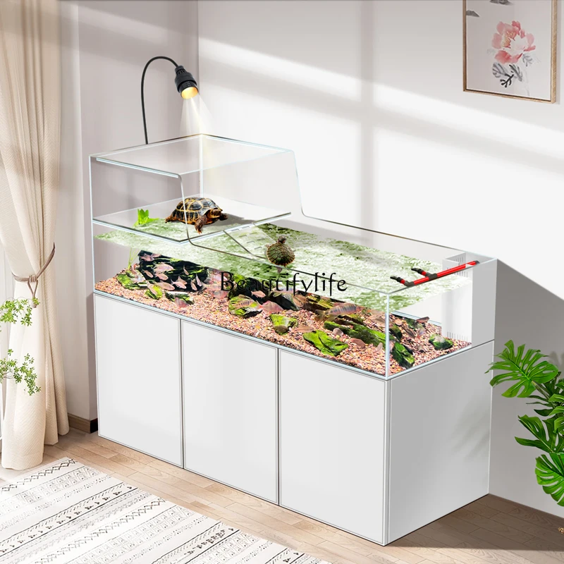 

05-Turtle-fish integrated mixed culture amphibious tank ecology large aquarium bottom filter stream tank amphibious turtle breed