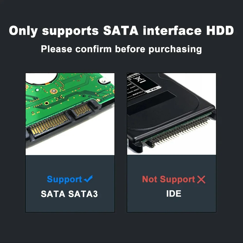 Корпус для жесткого диска 2,5/3,5 дюйма, USB 3.0 к SATA, внешний считыватель жесткого диска, поддержка корпуса жесткого диска 18 ТБ, высокоскоростной адаптер для ПК, ноутбука