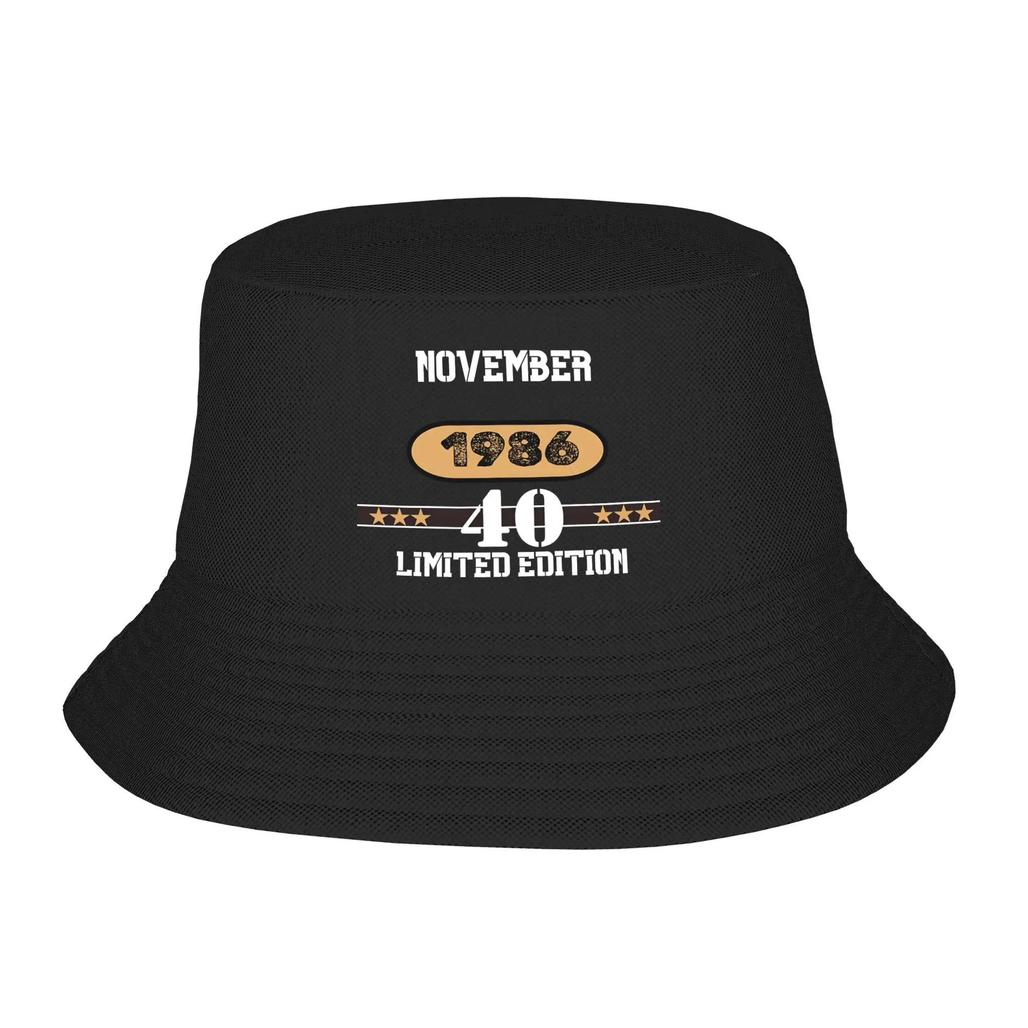 November 1986 Limited Edition 40 Years Bucket Hats Gift For Girl Boy Cartoon birthday  Vocation Caps For Travel UV Protection