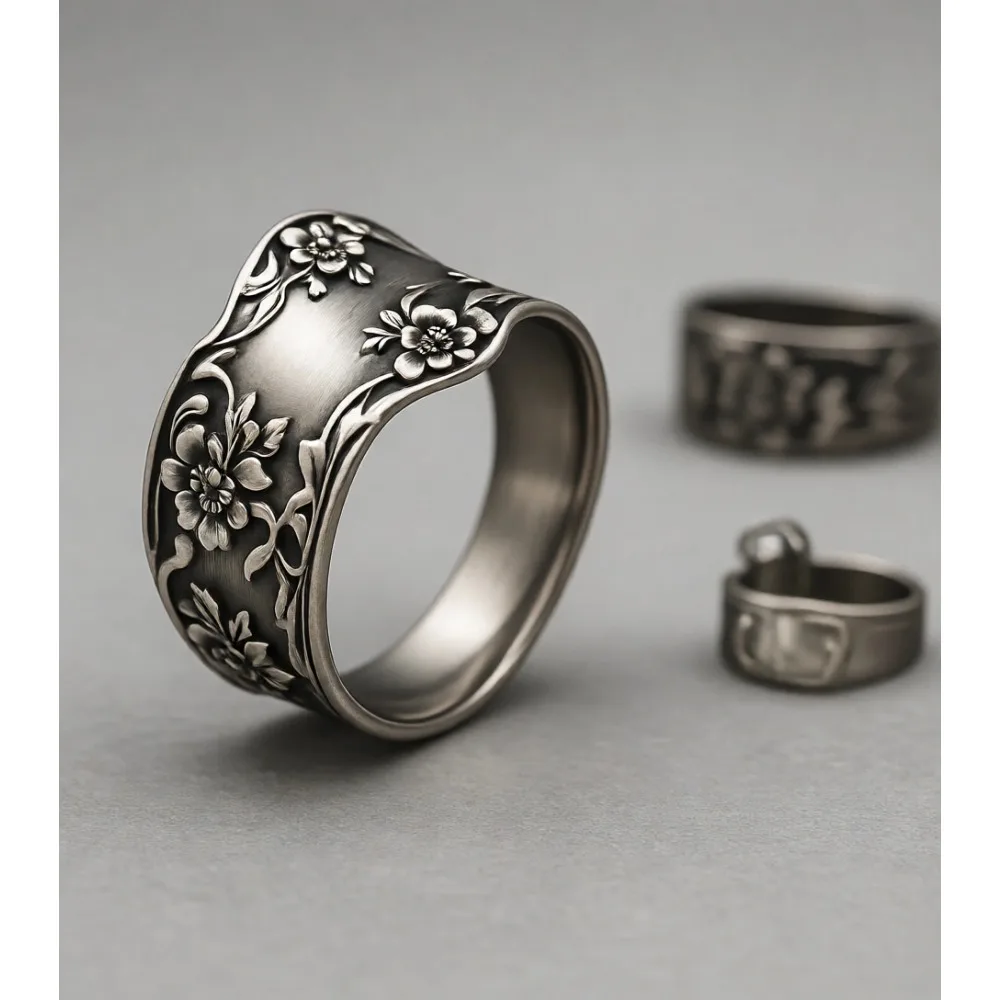 

Винтажное регулируемое кольцо-браслет из стерлингового серебра 925 пробы с цветочным узором в стиле бохо для женщин