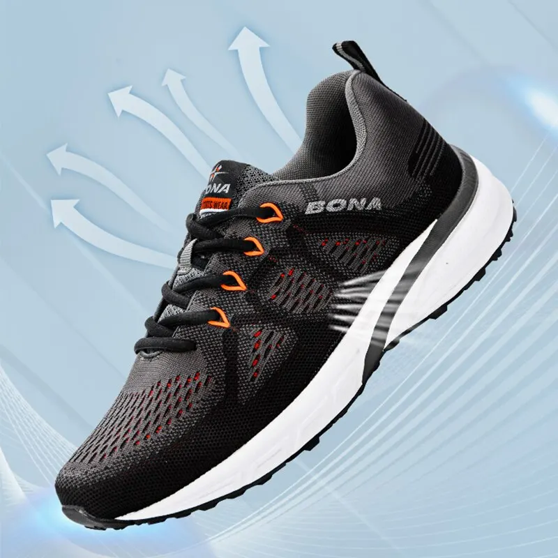 BONA Sneakers Homens Sapatos Esporte Malha Formadores Leve Cestas Femme Running Shoes Ao Ar Livre Sapatos Atléticos Homens 11195