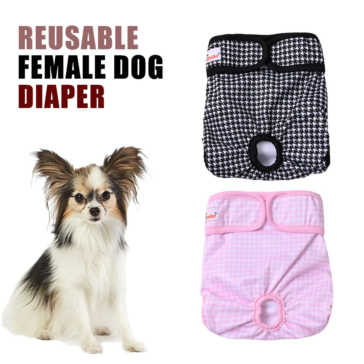 1PC Pet Female Dog Diaper Washable Reusable Sanitary Shorts Panties Cute Dog Underwear Diapers For Small Breed Dogs Pee Pant