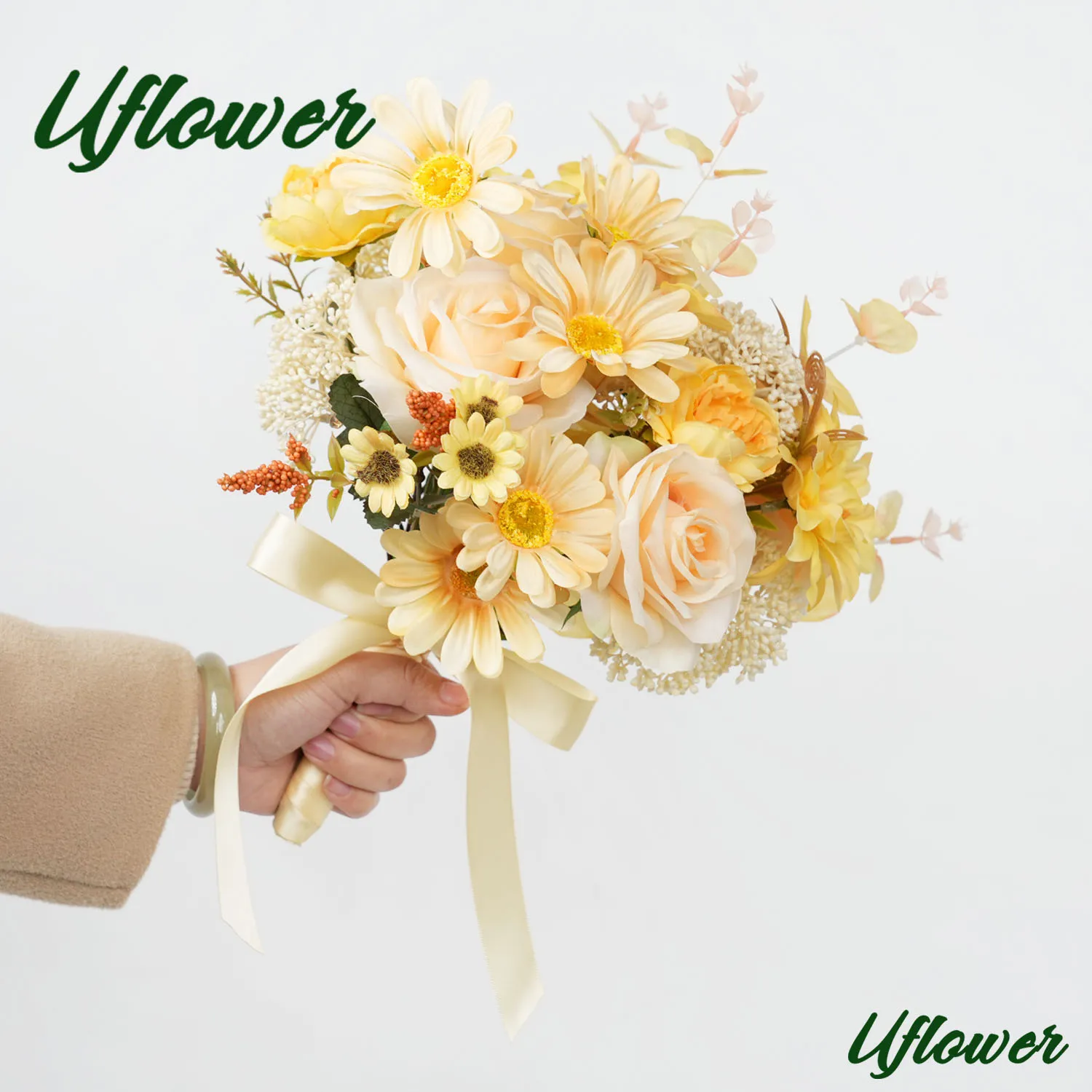 

Uflower 35 см свадебный букет искусственные цветы шелковая роза букет ромашек домашняя вечеринка выпускной DIY украшение подарок