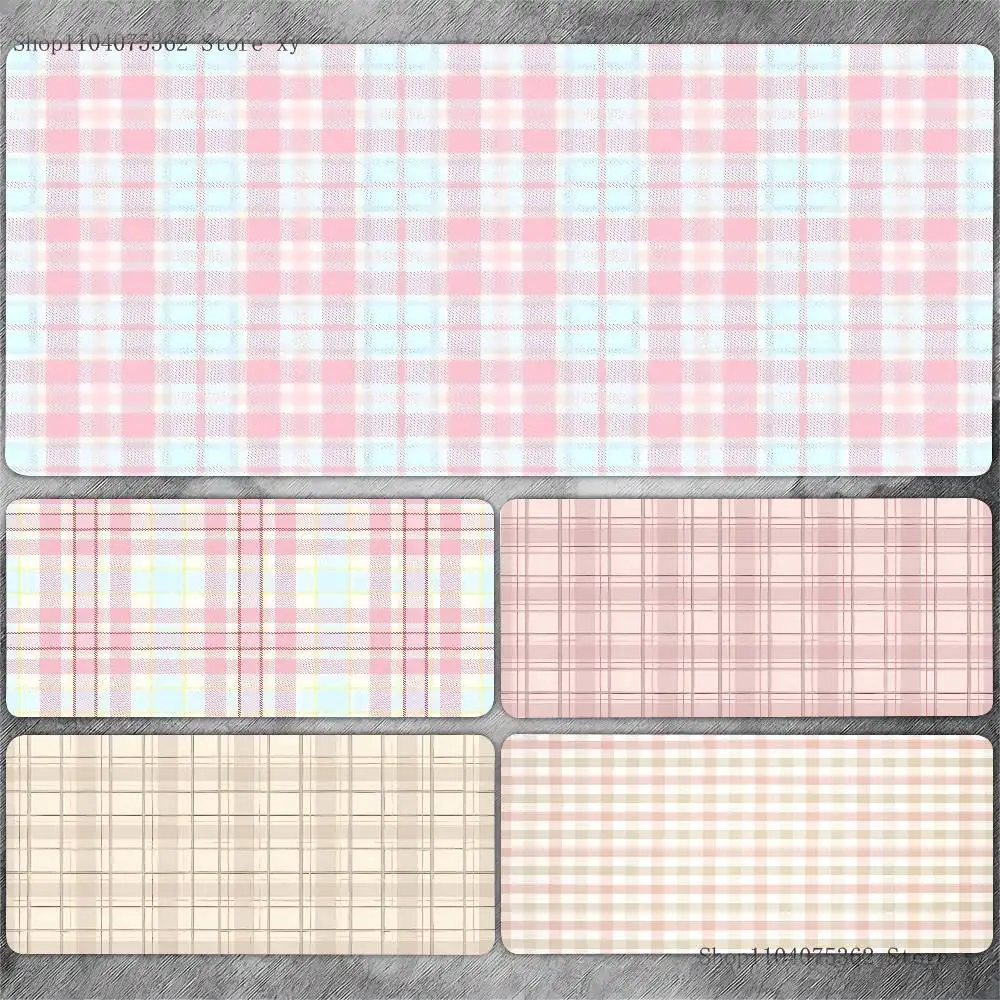 Коврик для мыши в клетку, большой коврик для игровой клавиатуры, резиновый коврик LockEdge, компьютерные офисные аксессуары
