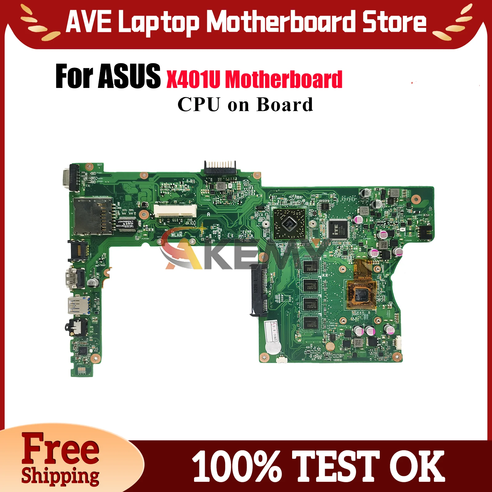 

X401U Laptop Motherboard For ASUS VivoBook X401U X401U Notebook Mainboard With CPU 100% tests OK fast shipping High quality