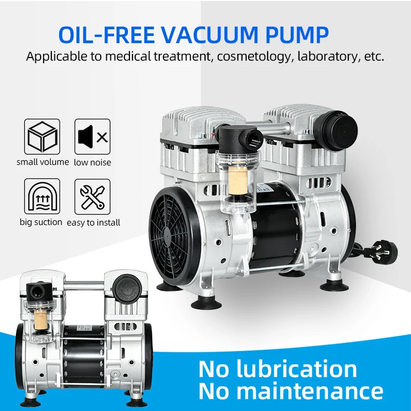 Portable Electric Oil-Free Piston Vacuum Pump 220V 1.1KW -99KPa 150L/min AC Air Compressor Pump Head OEM Customizable for