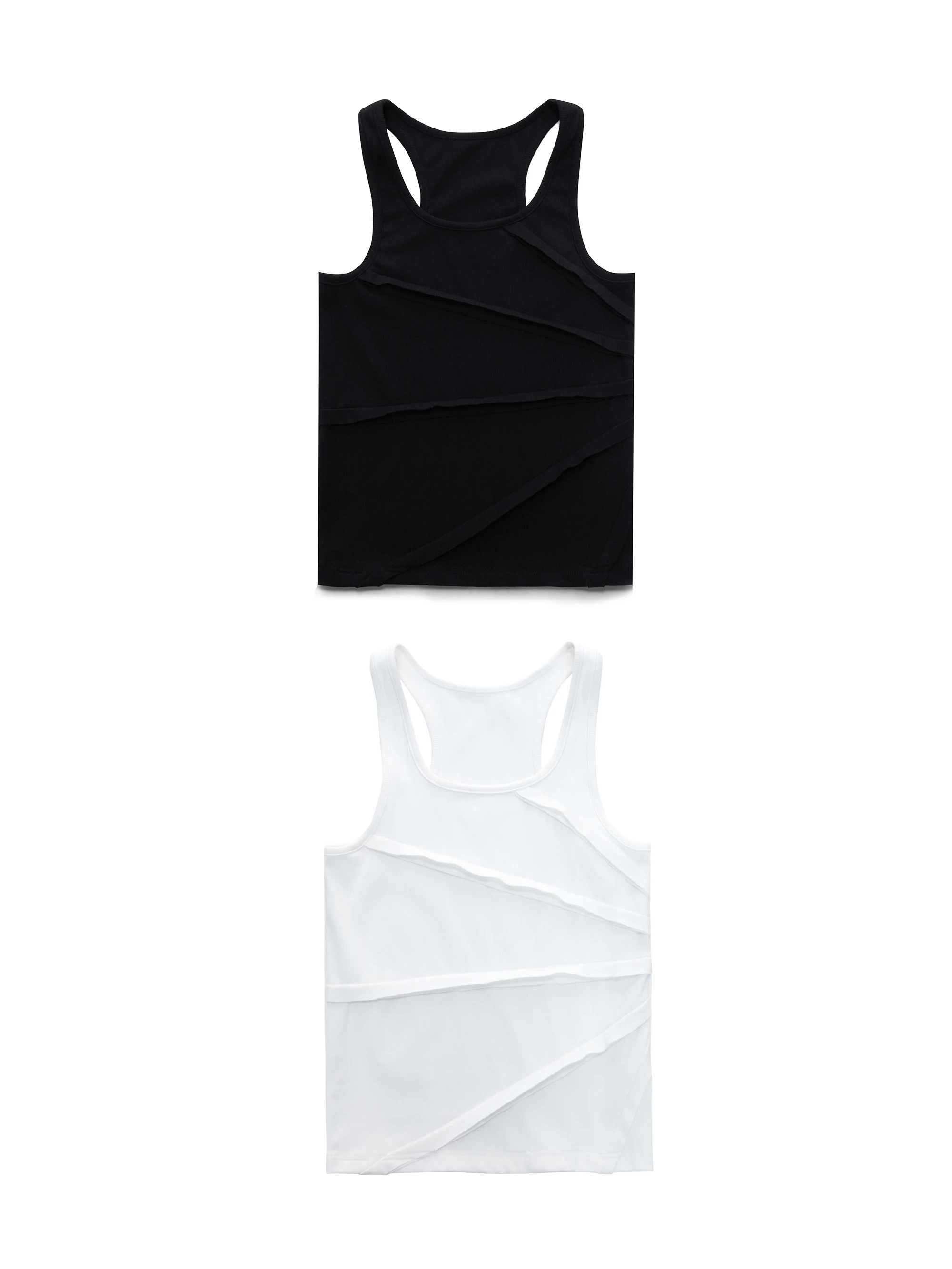 Argue Men's Breathable Fitness Tank Top with Pleats Sleeveless Gym Elastic Base Layer Simple Inner Wear U-Neckline Cotton Blend