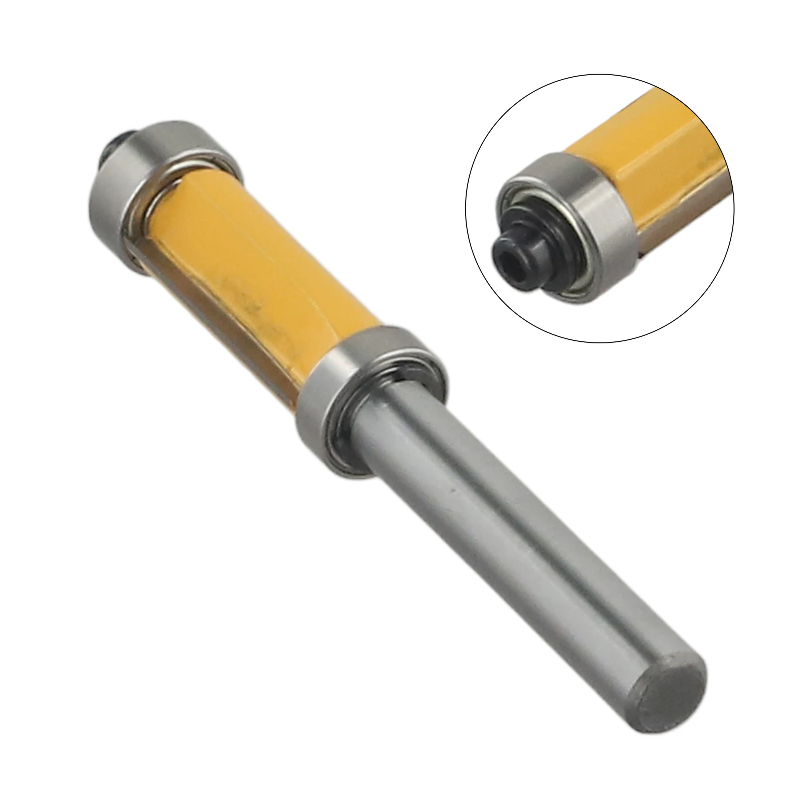 8mm Router Bit Solid Hardened Steel Straight Trim Double Bearing High-quality Milling Cutter Router Bit 8mm Shank Silver Yellow