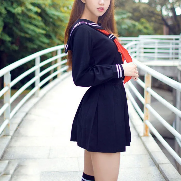 Japanese School Uniform For Girls Autumn Long-sleeve Student Sailor Uniforms Anime Hell Girl Cosplay Costume with Tie