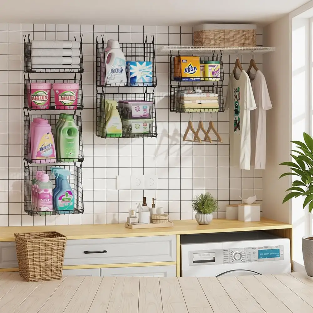 

Компактный 4-ярусный вращающийся металлический органайзер для белья над стиральной машиной и сушилкой