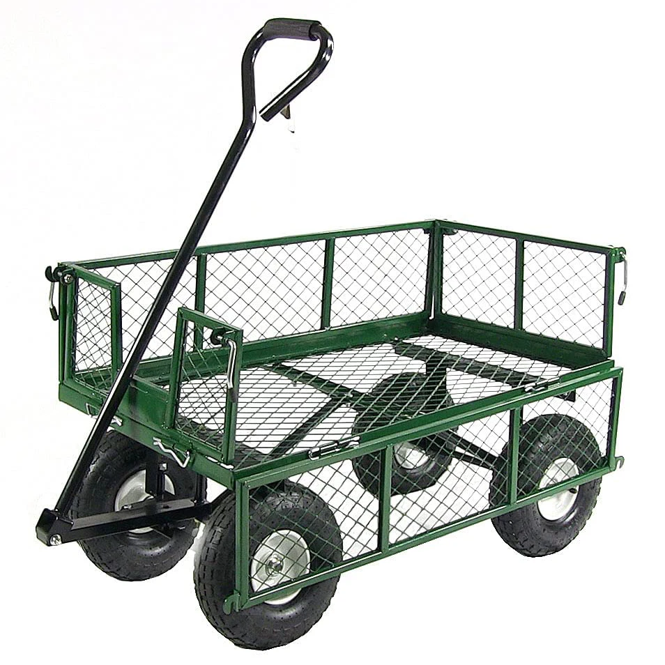 

Heavy Duty Household Garden Carriage Garden Trolley 3.50-4 Pneumatic 4 Wheel Platform Trolley Folding Trolley with Wheels