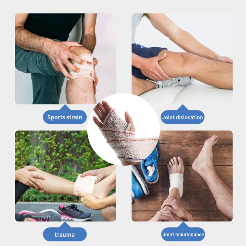 1 rouleau de bandage de Compression élastique, 7.5cm X 4.5m, avec crochets, bande de soutien pour Sport athlétique, pour cheville, poignet, bras, jambes, premiers secours