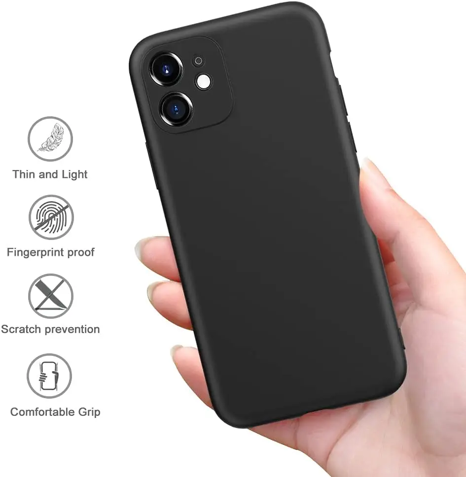 Black Shockproof Silicone TPU Phone Case For Iphone 15 14 13 12 Pro 11 Pro Max X Xs XR 6 6S 7 8 Plus Protective Lens Cover Case