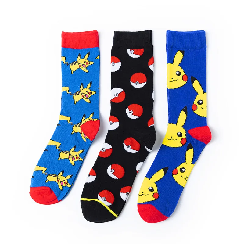 Pokemon Pikachu Poke Ball Men\'s socks Trend Medium Tube Socks Anime Figure Unisex Athletic Socks Harajuku Breathable Socks Gifts