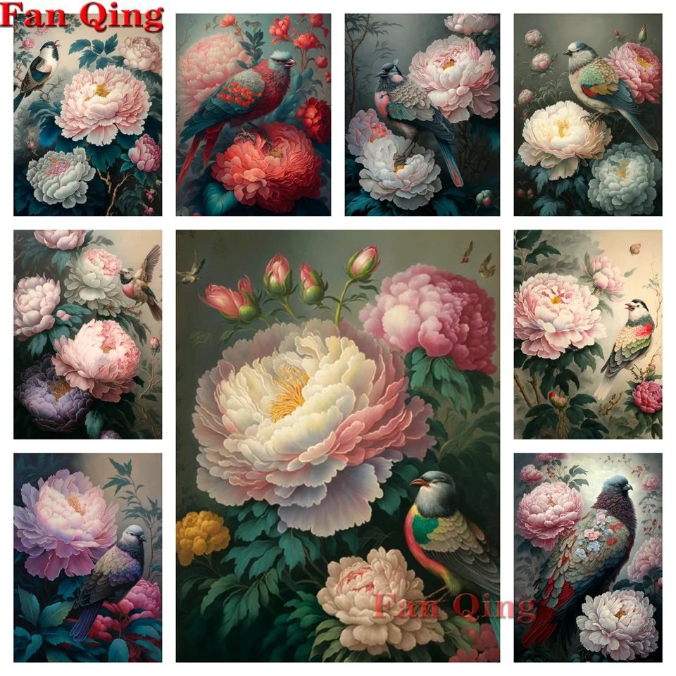 5d Diy Diamond Painting New Collection Colorful Bird Peony Flower Mosaic Full Rhinestone Embroidery Cross Stitch Kit Home Decor